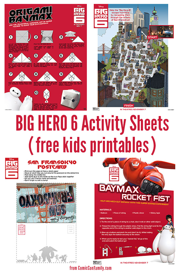 Free Kids Printables: Big Hero 6 Activity Sheets