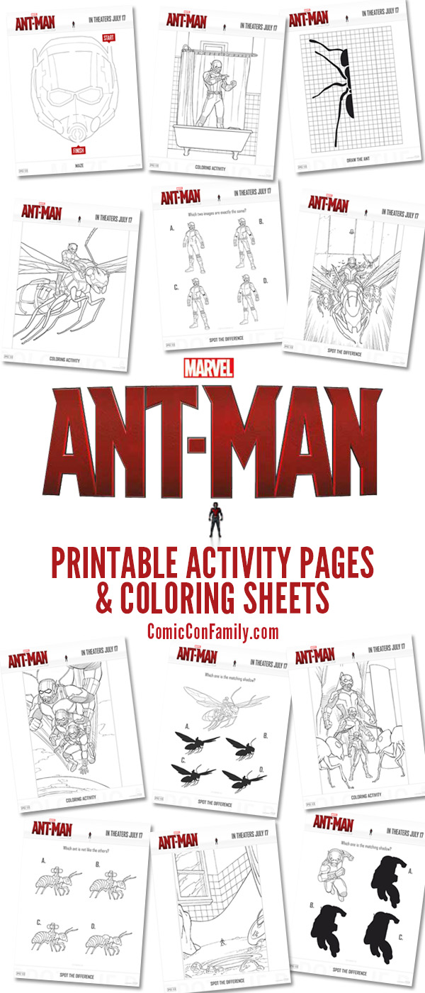 Free Kids Printables: AntMan Coloring Pages and Activity Sheets