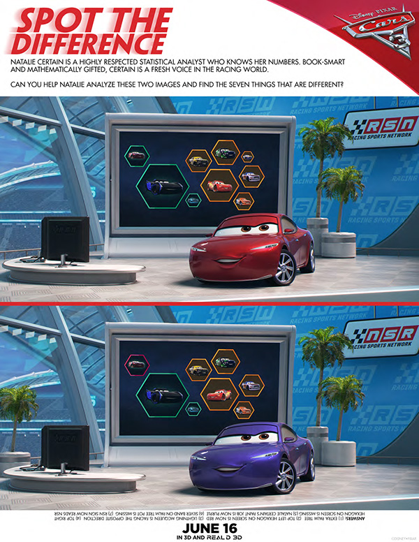 Free Printable - Cars 3 Spot the Difference