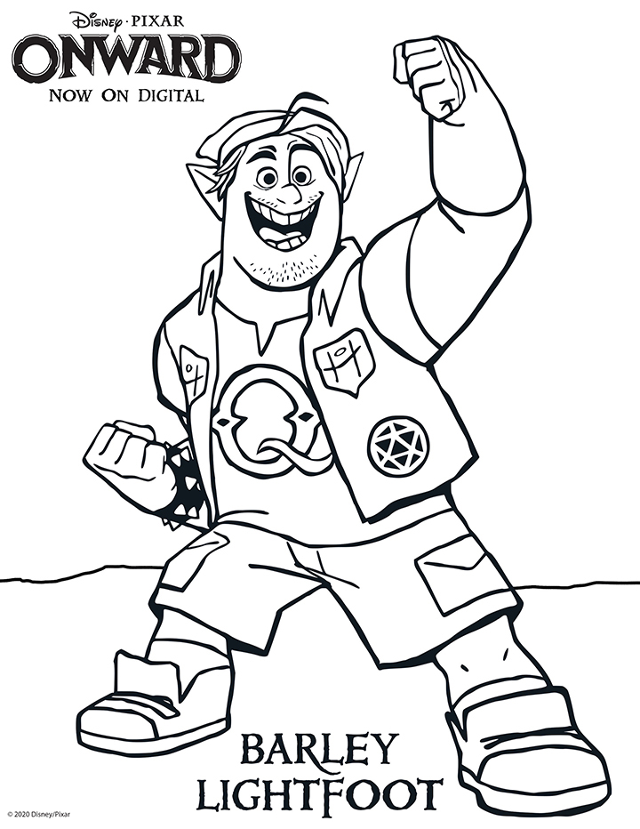 Disney Pixar Onward Coloring Pages - Barley Lightfoot