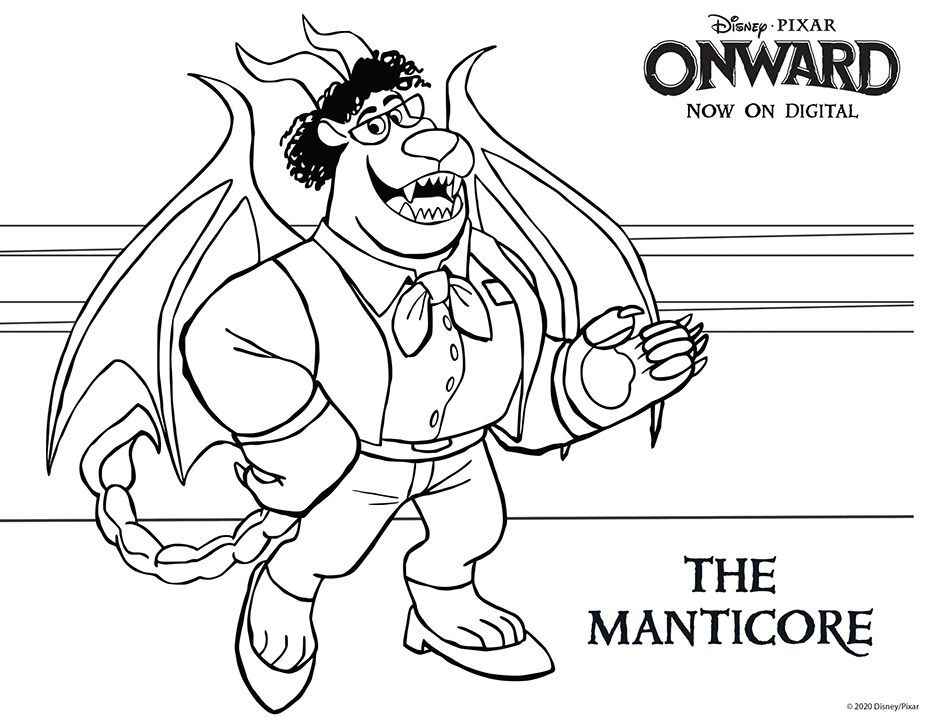 Disney Pixar Onward Coloring Pages - The Manticore