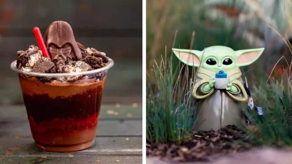 Darth by Chocolate Parfait and the Grogu "Baby Yoda" Sipper for Disneyland Star Wars Day.