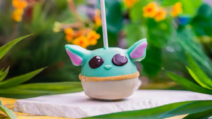 Grogu Candy Apple available at Marceline’s Confectionery in Downtown Disney District