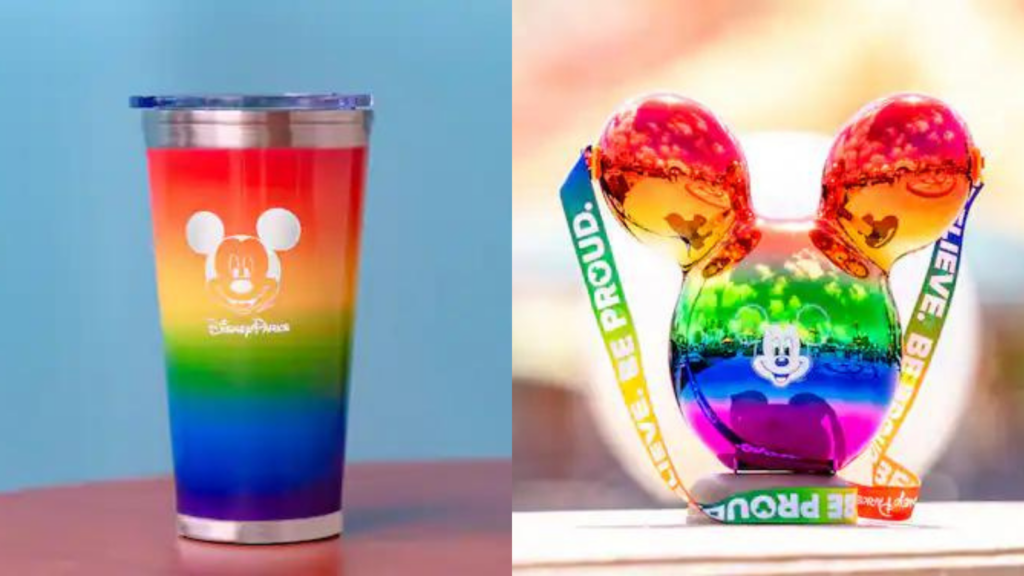 Pride Stainless Steel Tumbler and Pride Mickey Premium Bucket are available around the Disneyland Resort.