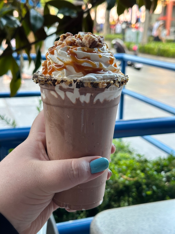 Chocolate and Peanut Shake from Schmoozies! at Disney California Adventure.