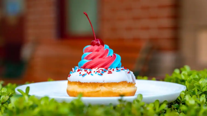 This Fourth of July donut is from Jolly Holiday in Disneyland.