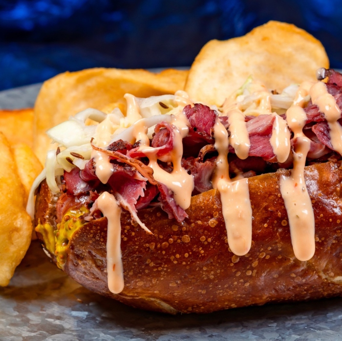 Grab a Pastrami Pretzel Dog from Award Wieners in Disney California Adventure.