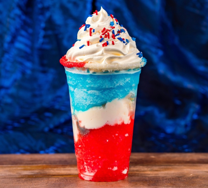 To celebrate Roger The Musical coming to Disney California Adventure, they are bringing a Red, White & Blue Shake to Schmoozies!