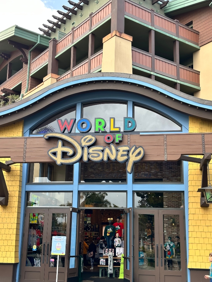The right entrance of World of Disney that is located in Downtown Disney District.