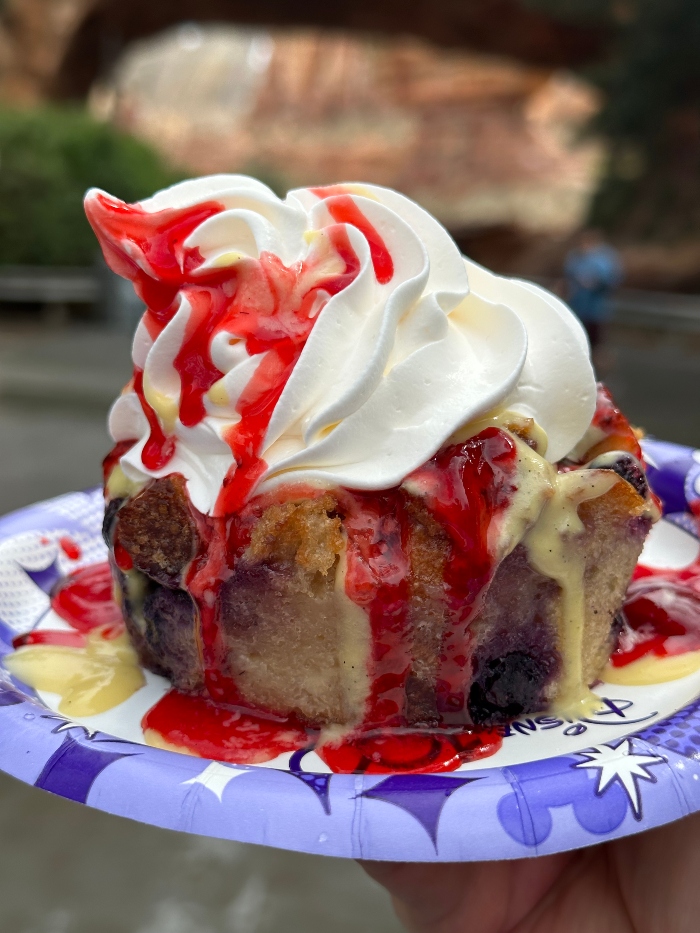You can order a Berries and Cream Bread Pudding from Pacific Wharf Café for Food and Wine Festival.