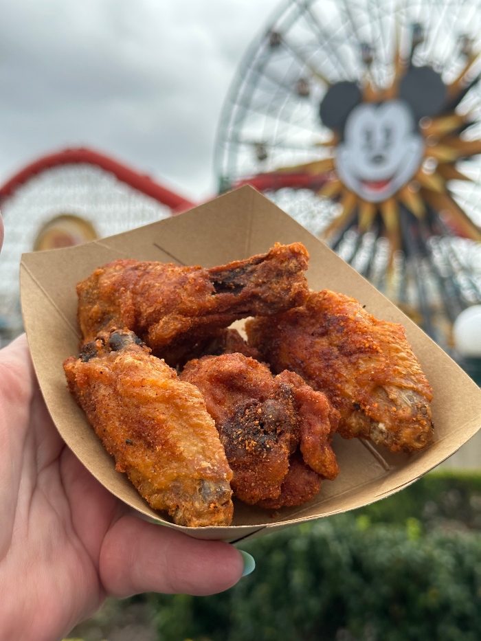 Smoked Honey-Habanero Chicken Wings is a spicy dish that you can get at Disney California Adventure.
