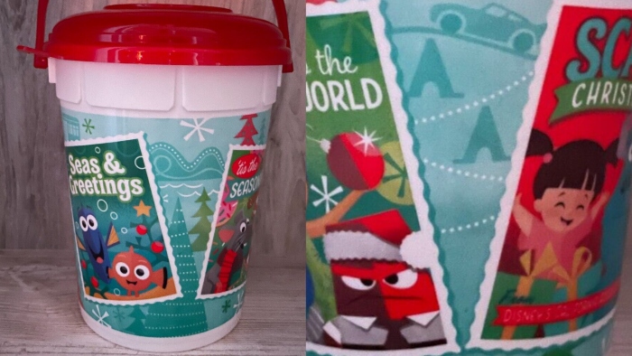 For the holiday season of 2019, Disney California Adventure sold a popcorn bucket that featured different Pixar characters.