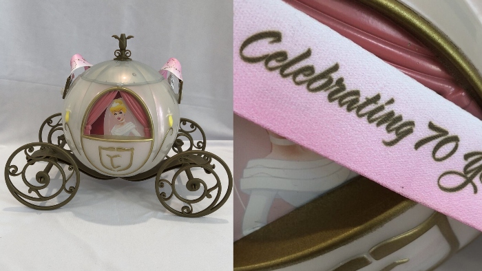 For 70th Anniversary of Cinderella, Disneyland sold a popcorn bucket that was shaped like her coach on her wedding day.