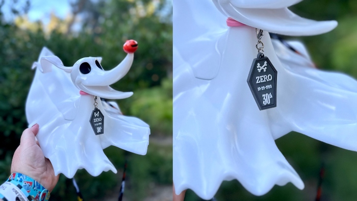 In 2022 and 2023, The Disneyland Resort sold a Zero (The Nightmare Before Christmas) popcorn bucket. In the photo, it shows Zero wearing a collar and the tag has the words "Zero - 10-23-1993 - 30th".