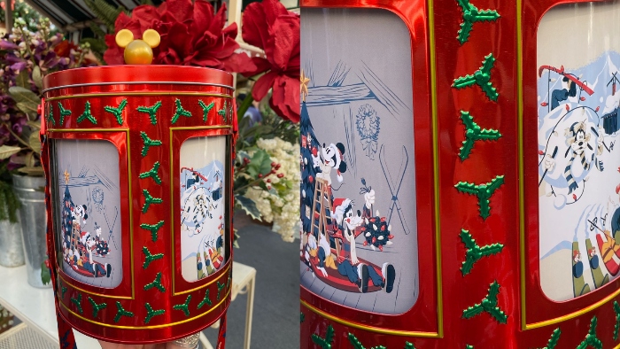 This holiday musical tin popcorn bucket was sold at Disneyland in 2022.