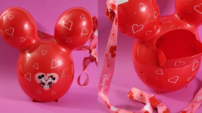 For 2023 Sweetheart's Nite at Disneyland, they sold a special Mickey Balloon Popcorn Bucket! It was red with light pink heart outlines and Mickey and Minnie holding hands.