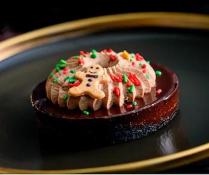 This beautiful Christmas dessert can be ordered a Classic Christmas Chocolate Decadence Tart at Blue Bayou Restaurant at Disneyland!