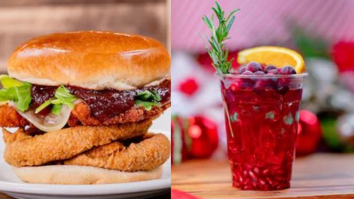 Make sure to order a Hyperdrive Holiday Chicken Sandwich and Galactic Holiday Punch at Galactic Grill in Disneyland!