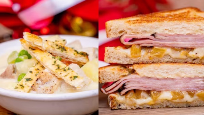 At Disneyland, you can order a Turkey Pot Pie Soup and a Ham and Pineapple Toasted Sandwich this holiday season!