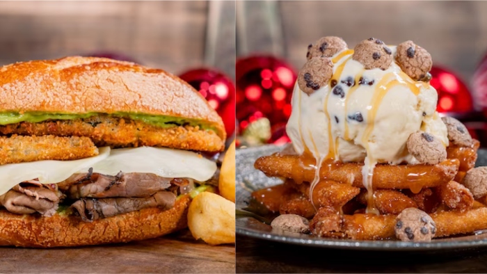 During this Holiday season at Disney California Adventure, Award Wieners is selling Hollywood Beef Dip and Milk and Cookies Funnel Cake Fries!