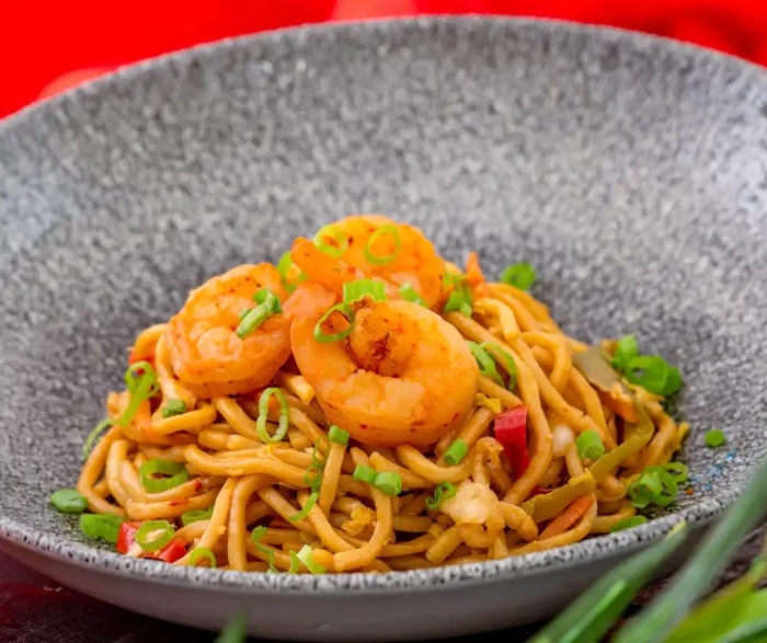 You can order Shrimp Lo Mein Noodles at Longevity Noodle Co. during the Disney Lunar New Year Food Festival!