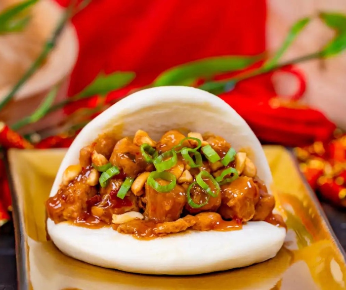 This bao is filled with a delicious sauce and plant-based chicken! Get it during Disney Lunar New Year Food Festival!