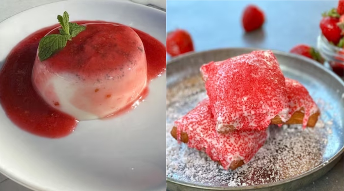 Raspberry Panna Cotta and Strawberry Shortcake Glazed Beignets are two special Valentine’s Day dessert that you can get at Downtown Disney District!